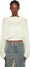 Rick Owens Off-white Concordians Cropped Tunic Hoodie In White