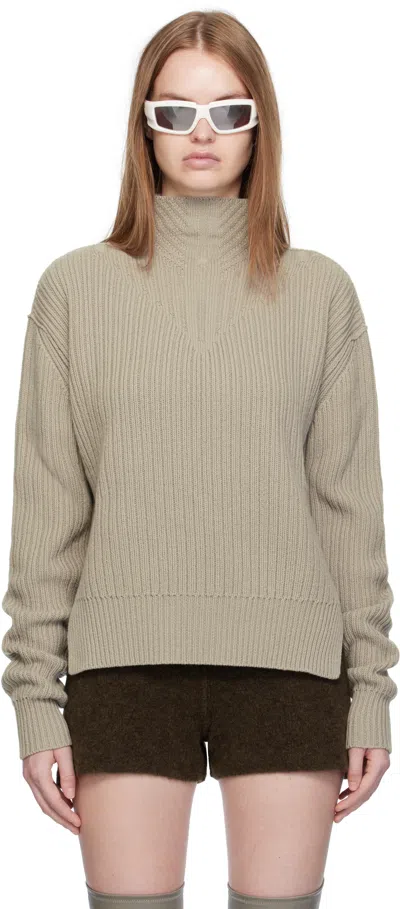 Rick Owens Off-white Concordians Fisherman Turtleneck In Green