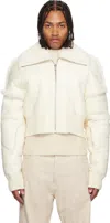 Rick Owens Off-white Concordians Flight Cropped Shearling Jacket In White