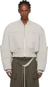 Rick Owens Off-white Concordians Girdered Cropped Bomber Down Jacket In White