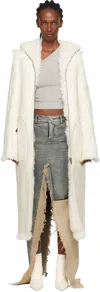 Rick Owens Off-white Concordians Klaus Reversible Shearling Coat In White