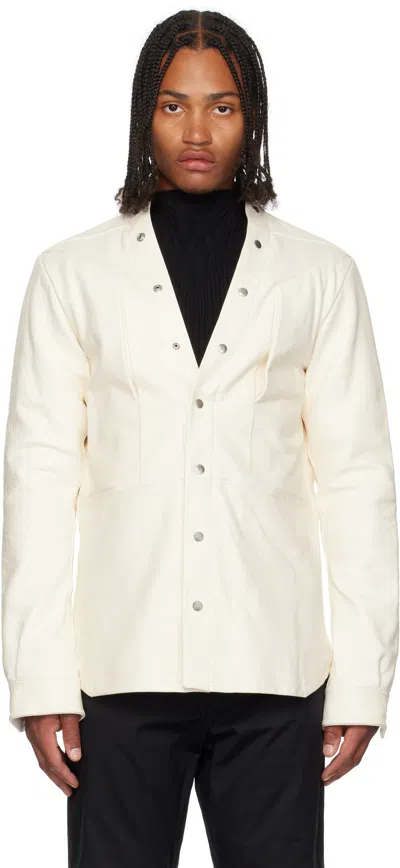 Rick Owens Off-white Concordians Larry Fogpocket Leather Jacket In Neutral