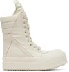 Rick Owens Leather High-top Sneakers Geobasket Style In White