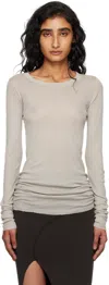 Rick Owens Off-white Concordians Mini Rib Ls T-shirt In Gray