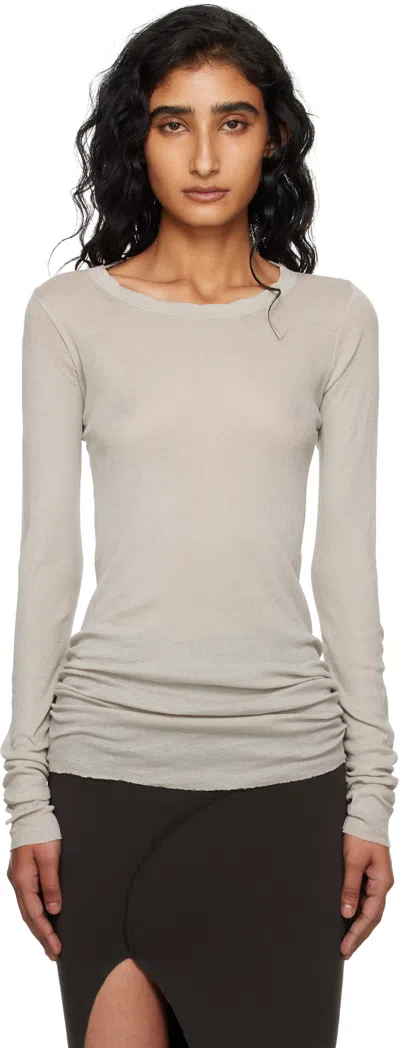 Rick Owens Off-white Concordians Mini Rib Ls T-shirt In Gray