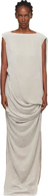 Rick Owens Off-white Concordians Nouveau Maxi Dress In Gray