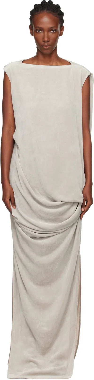 Rick Owens Off-white Concordians Nouveau Maxi Dress In Gray