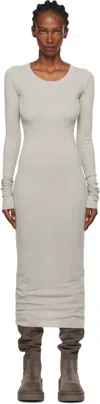 Rick Owens Off-white Concordians Rib Long Sleeve Midi Dress In White