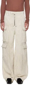 Rick Owens Off-white Concordians Tailored Cargobelas Denim Cargo Pants In Gray