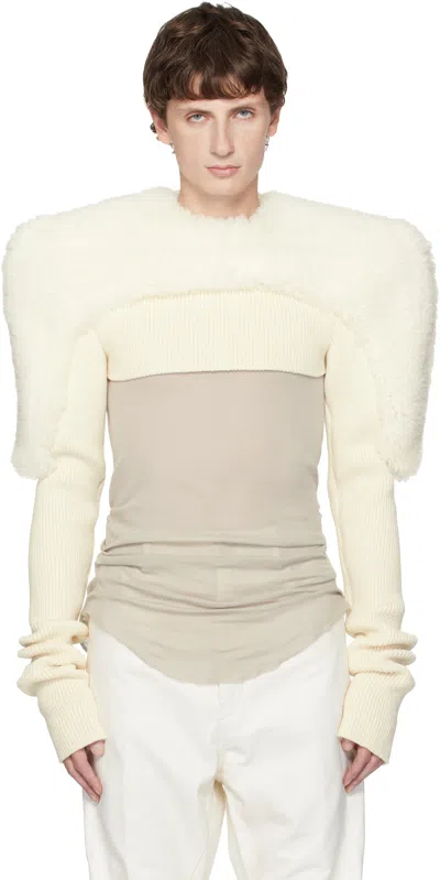 Rick Owens Off-white Concordians Tight Pullover Shearling Jacket In Neutral