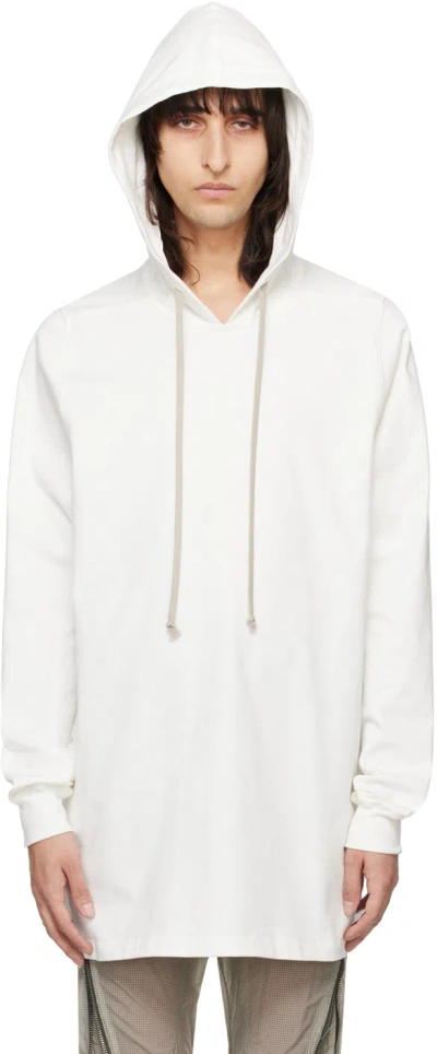 Rick Owens Off-white Drawstring Hoodie In 11 Milk