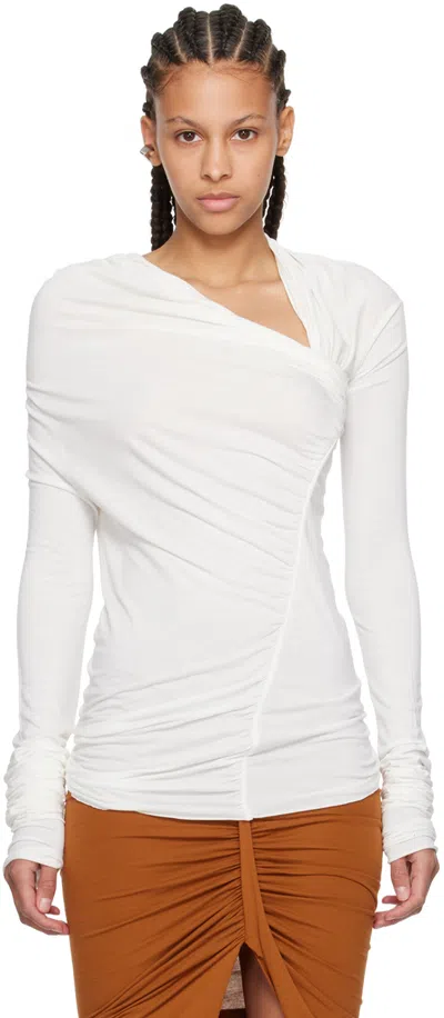 Rick Owens Off-white Elise Long Sleeve T-shirt In 11 Milk