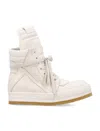 Rick Owens Geobasket High Top Sneaker Perforated Toe In White