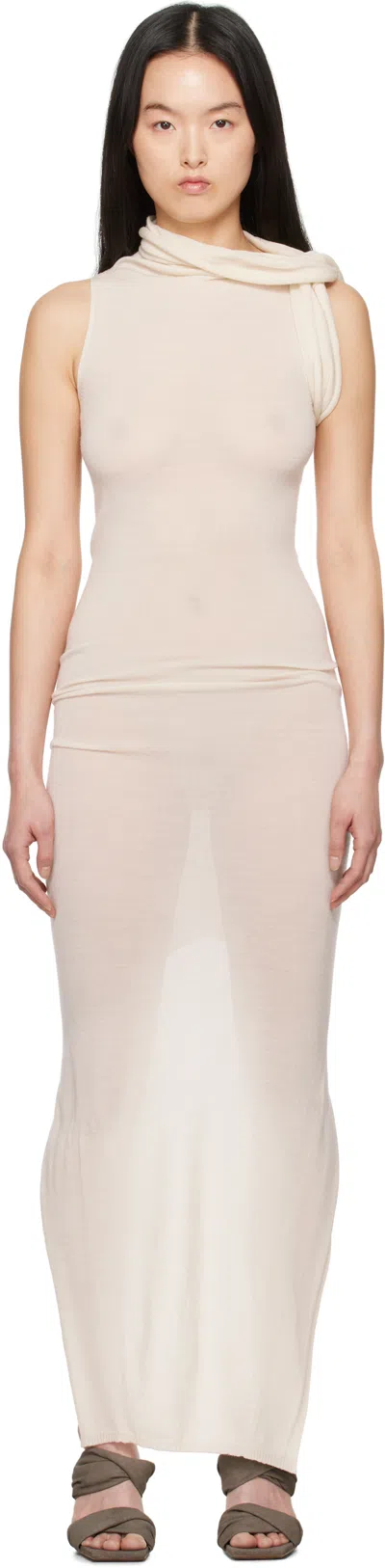Rick Owens Off-white Hollywood Banded T Maxi Dress In 41 Dinge