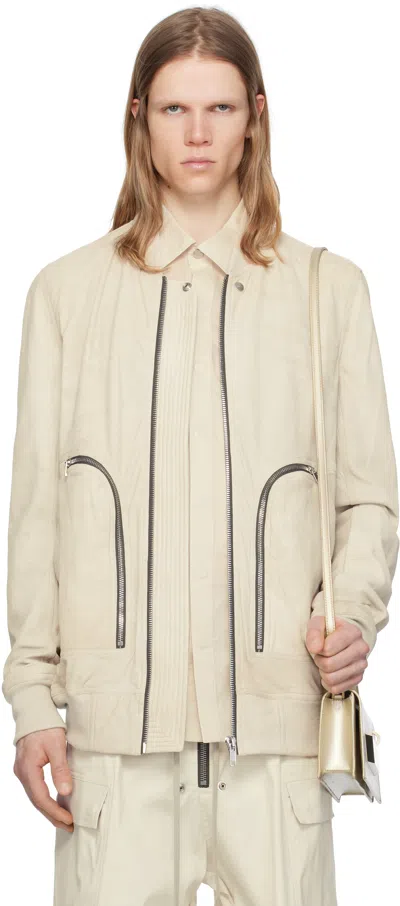 Rick Owens Off-white Hollywood Bauhaus Leather Flight Jacket In 41 Dinge