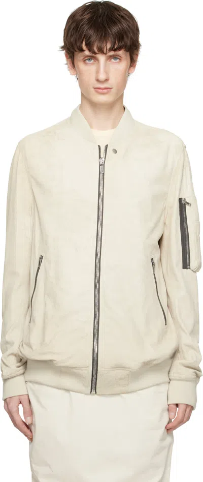 Rick Owens Off-white Hollywood Classic Flight Leather Jacket In 41 Dinge