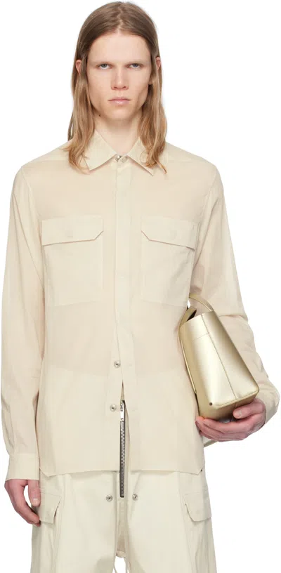 Rick Owens Off-white Hollywood Cotton Voile Outer Shirt In 41 Dinge
