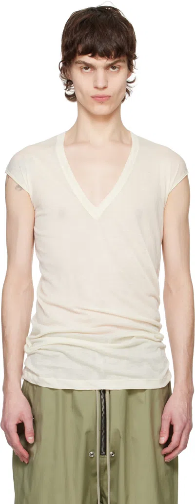 Rick Owens Off-white Hollywood Deep V Sl T-shirt In 21 Natural