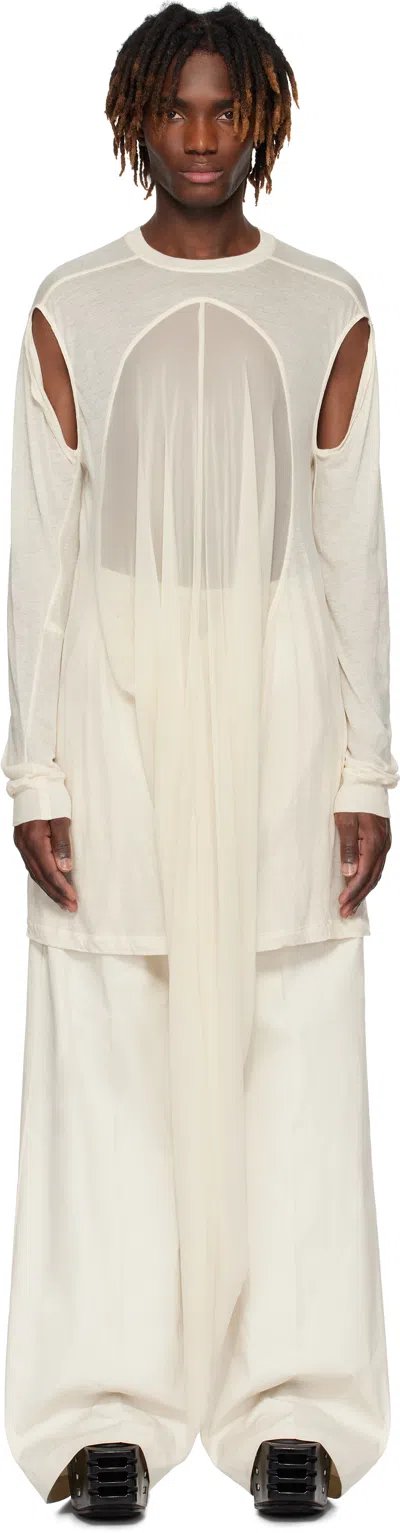 Rick Owens Off-white Hollywood Drain T-shirt In 2141 Natural/dinge