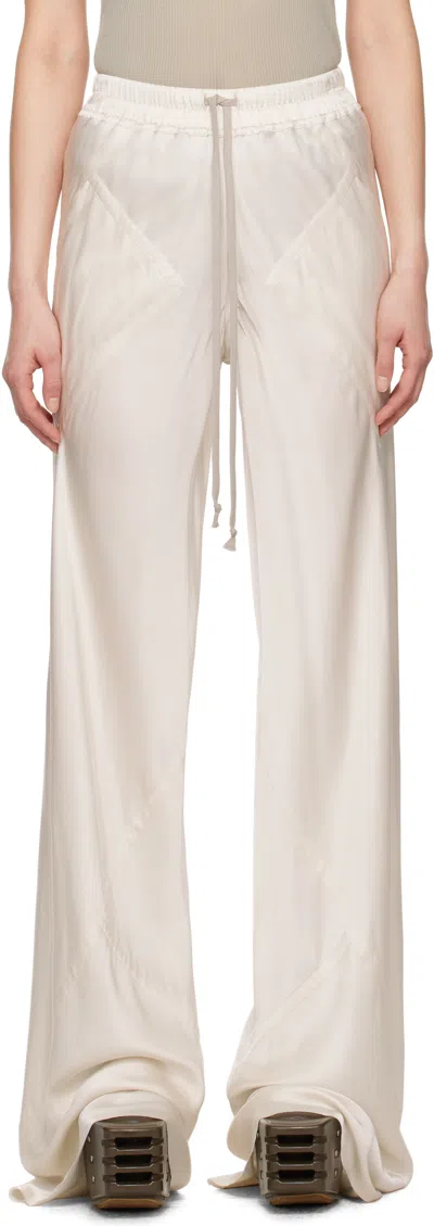 Rick Owens Off-white Hollywood Drawstring Bias Lounge Pants In 41 Dinge
