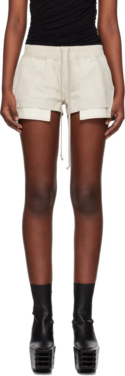 RICK OWENS OFF-WHITE HOLLYWOOD FOG BOXER LEATHER SHORTS
