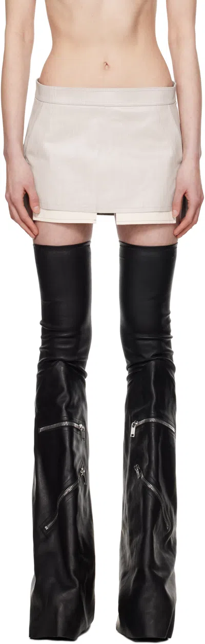 Rick Owens Off-white Hollywood Fog Cutoff Denim Miniskirt In 41 Dinge