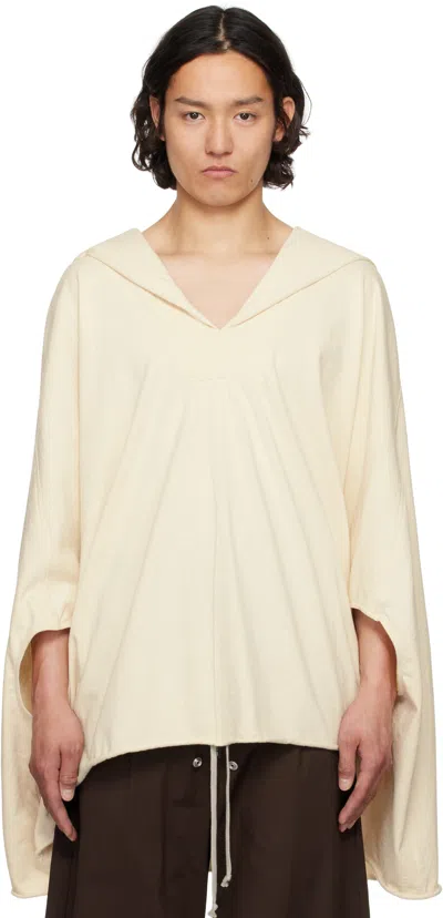 Rick Owens Off-white Hollywood Hooded Kaftan Hoodie In 21 Natural