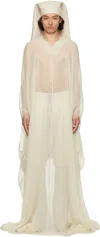 Rick Owens Off-white Hollywood Hooded Kaftan Pullover Coat In 41 Dinge
