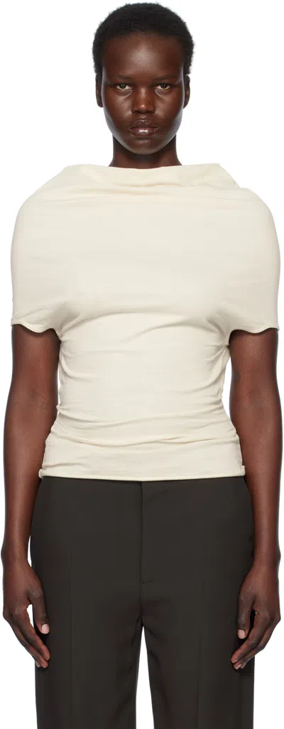 Rick Owens Off-white Hollywood Jersey Shroud T-shirt In 21 Natural