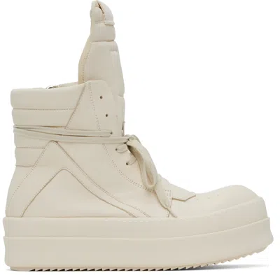 Rick Owens Off-white Hollywood Mega Bumper Geobasket Sneakers In 1111 Milk/milk/milk