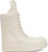 Rick Owens White High-top Sneakers With Platform Sole In 1111 Milk/milk/milk