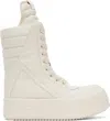 Rick Owens White High-top Sneakers With Platform Sole In 1111 Milk/milk/milk
