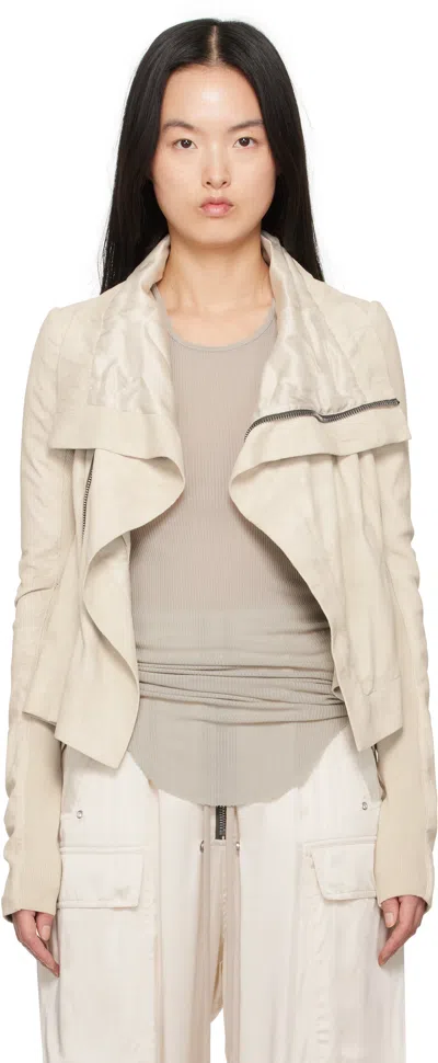 Rick Owens Off-white Hollywood Naska Leather Biker Jacket In 41 Dinge