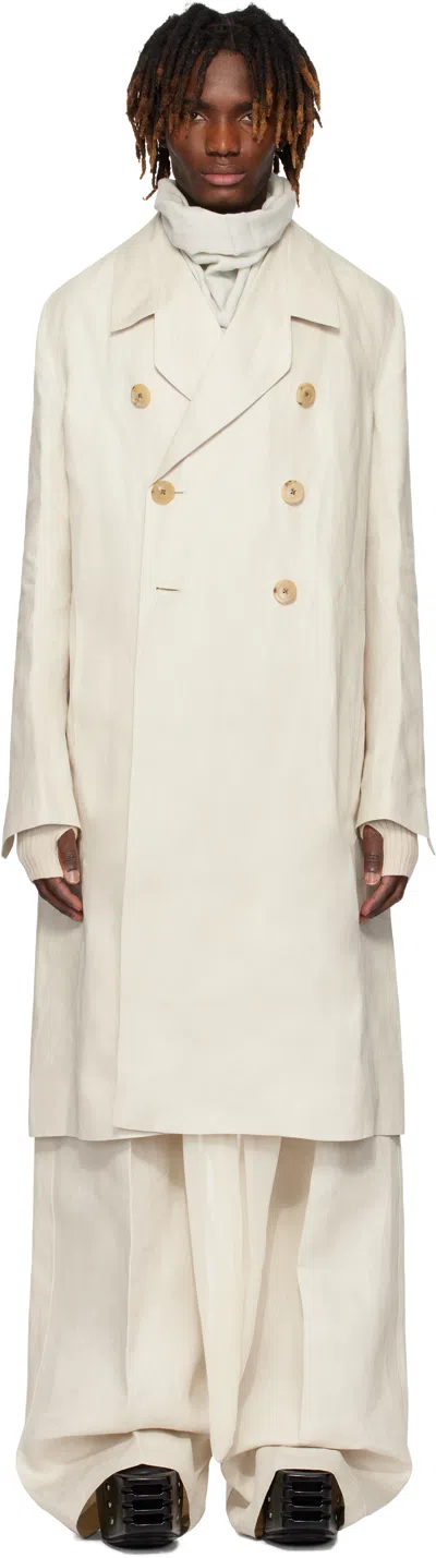 Rick Owens Off-white Hollywood Officer Coat In 41 Dinge