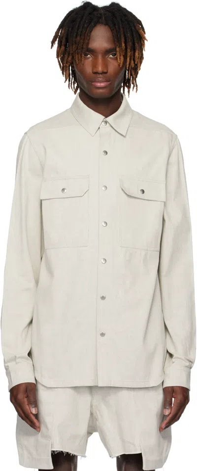 Rick Owens Off-white Hollywood Overshirt Denim Shirt In 41 Dinge