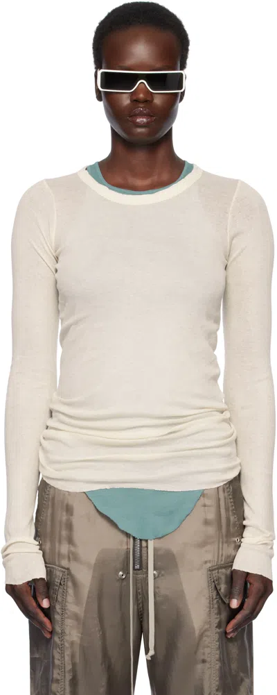 Rick Owens Off-white Hollywood Rib Ls T-shirt In 21 Natural