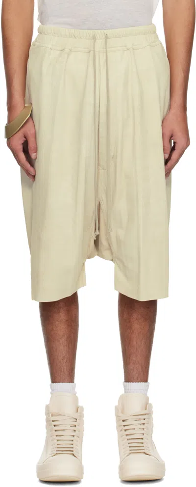 Rick Owens Off-white Hollywood Rick S Pods Leather Shorts In 41 Dinge