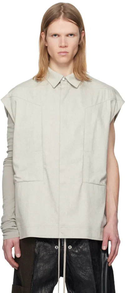 Rick Owens Off-white Hollywood Sleeveless Jumbo Denim Shirt In 41 Dinge