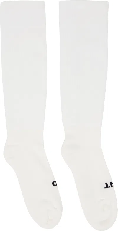 Rick Owens Off-white Hollywood 'so Cunt' Socks In 119 Milk/black