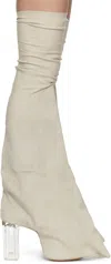 Rick Owens Off-white Hollywood Taco Kiss Tall Boots In 410 Dinge/clear