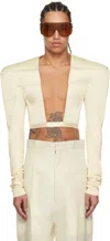 Rick Owens Off-white Hollywood Tight Top Jacket In 4121 Dinge/natural