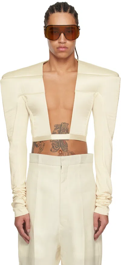 Rick Owens Off-white Hollywood Tight Top Jacket In 4121 Dinge/natural