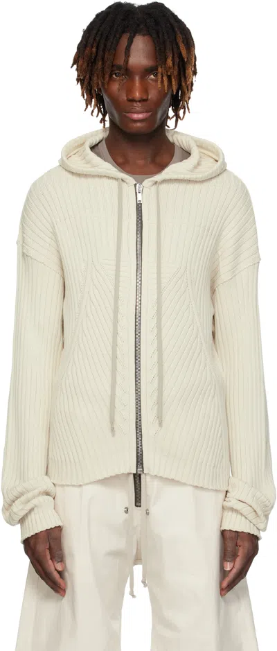 Rick Owens Off-white Hollywood Zipped Hoodie In 41 Dinge