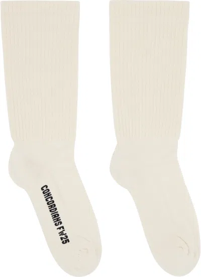 Rick Owens Off-white Knit Mid-calf Socks