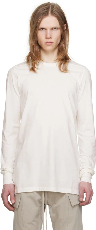 Rick Owens Off-white Level Long Sleeve T-shirt In 11 Milk
