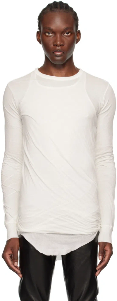 Rick Owens Off-white Porterville Double Long Sleeve T-shirt In 11 Milk