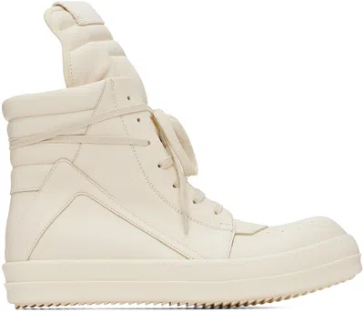 Rick Owens Off-white Porterville Geobasket Sneakers In 1111 Milk/milk/milk