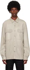 Rick Owens Off-white Hollywood Outershirt Leather Overshirt In 08 Pearl