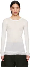 Rick Owens Off-white Porterville Rib Long Sleeve T-shirt In 11 Milk