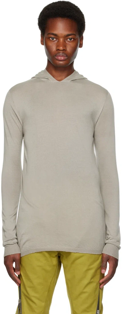 Rick Owens Off-white Rib Trim Hoodie In 08 Pearl